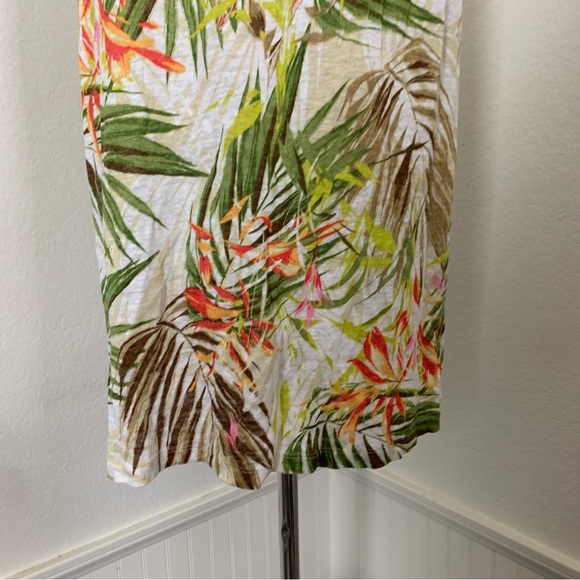 J. Jill Love Linen Popover Tropical Floral Sleeveless Top Women’s L Linen Palm - Picture 15 of 17